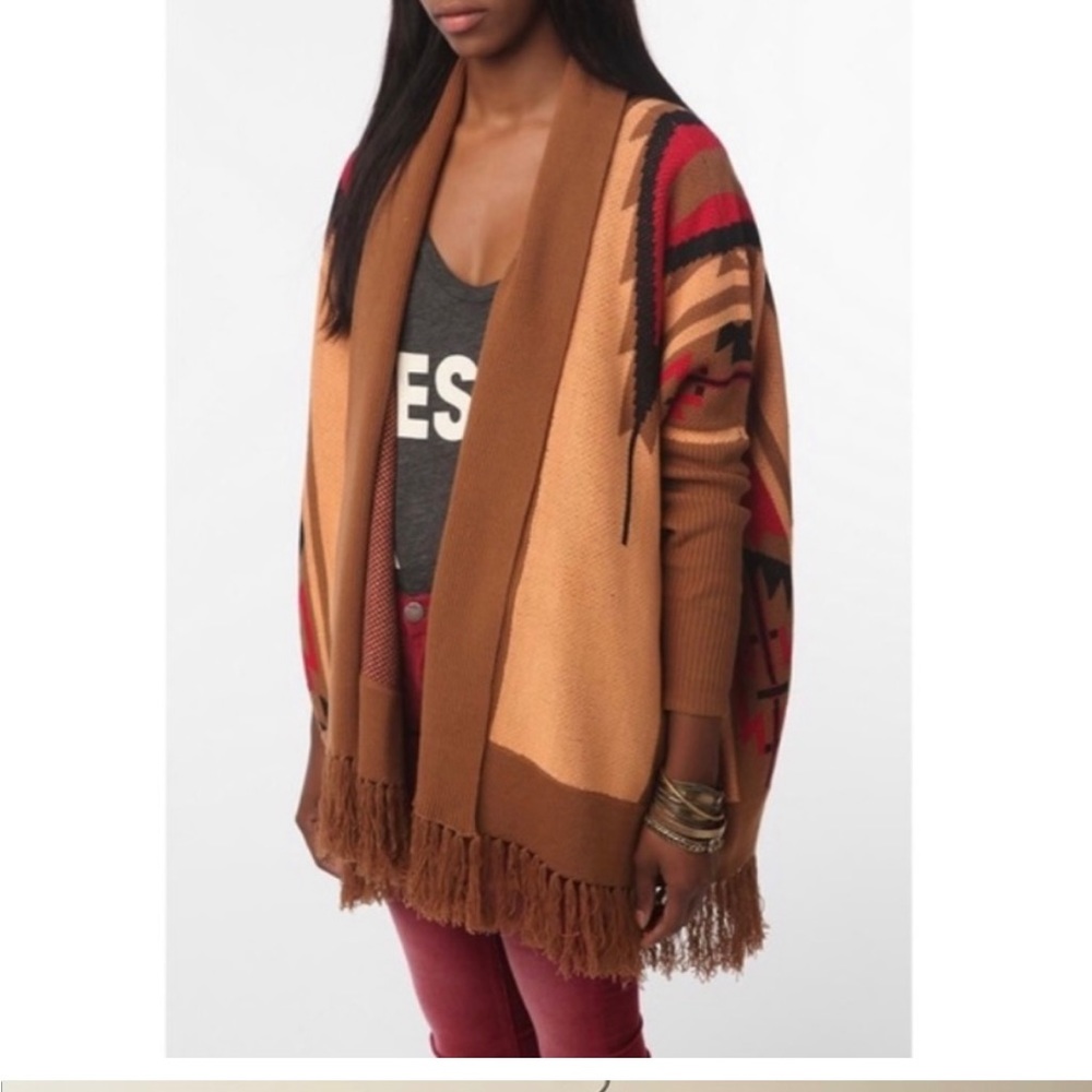 Ecote Camp Cardigan Aztec Print Blanket Sweater